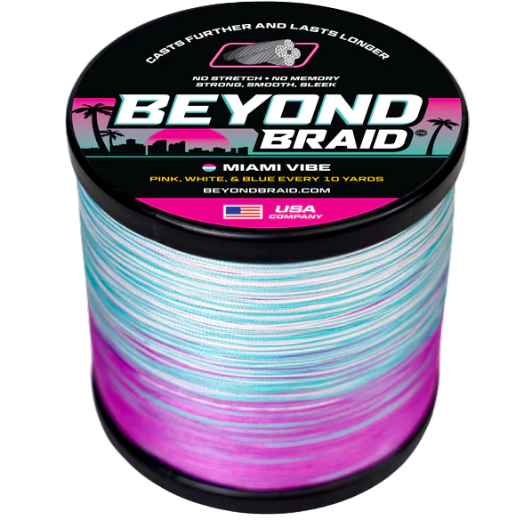Braided Fishing Line - 300 Yards, Pro Grade Performance for Saltwater & Freshwater- Beyond Braid - Miami Vibe